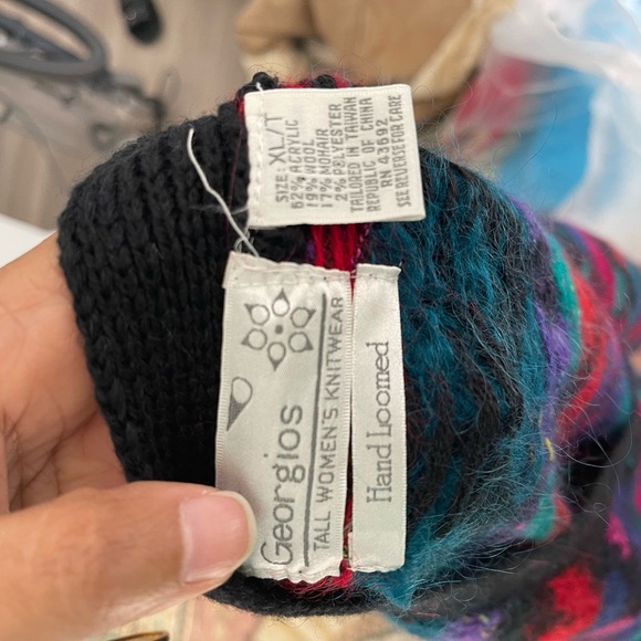 VTG 90s Streetwear Womens xLarge Mohair Rainbow Oversized Baggy Cardigan Sweater - Picture 3 of 3